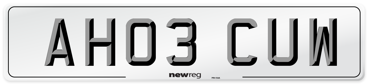 AH03 CUW Number Plate from New Reg